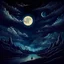 Placeholder: an artwork in the surreal style which shows : night sky