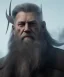 Placeholder: close-up portrait, Viking style, Realistic, 8K, a Highly detailed face of a man, black beard, Odin, Raven