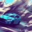 Placeholder: blue knight in a green hatchback car vs dragon, close up, anime, desert landscape, greg rutkowski, Murata, one punch man manga