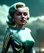 Placeholder: Ultra Realistic retro sci-fi 1960 scene, waist up view portrait, blonde woman, sweet young Marilyn Monroe face, perfect iris, tight latex coat, Strange planet background, Retro sci-fi style latex helmet, fog, rain, soft color, highly detailed, unreal engine 5, ray tracing, RTX, lumen lighting, ultra detail, volumetric lighting, 3d, finely drawn, high definition, high resolution.