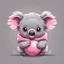 Placeholder: Fluffy cute ball of a koala all super fluff gray and pink and adorable, background outback, in 2d chibi art style