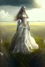 Placeholder: fantasy princess standing on the field civil clothes