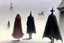 Placeholder: two people in capes seen from behind walking side by side in an empty foggy plain by artist "Leonora Carrington"