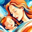 Placeholder: Abstract Mother's Day portrait art Mother and her son abstract illustration Maternal love Baby in