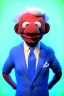 Placeholder: Waist up muppet Portrait, joe Biden as muppet doll, Blue suit retro style, photo studio, blue background, unreal engine 5, concept art, art station, god lights, ray tracing, RTX, lumen lighting, ultra detail, volumetric lighting, 3d.