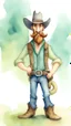 Placeholder: dnd, watercolour, humongous strokes, stylistic, portrait, illustration, furry, cowboy, personable face