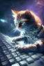 Placeholder: AI keyboard used by cat in space