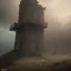 Placeholder: franz frazetta style, guardtower on hill, amon hen, dusk, storm in the distance