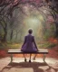 Placeholder: park mystical dream, park bench, man, woman, child, dog, trees, path, bird, sunshine, mystical, fantasy, romanticism, pastel colors, daylight, daytime, acrylic painting, detailed, soft focus,