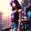 Placeholder: revy black lagoon, purple hair, black tank top, jean shorts, tribal sleeve left arm, portrait shinkai makoto, studio ghibli, studio key, madhouse anime studio, artgerm, lau rossdraws james jean marc simonetti pixiv