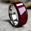 Placeholder: ruby signet ring with braided tungsten and titanium, celtic ring, nordic ring, viking ring, engraved carved band, runes, men's jewellery