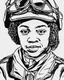 Placeholder: Outline art for coloring pages with Bessie Coleman, white background, sketch style, only use black outline, white background, no shadows and well and clear outline