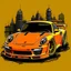 Placeholder: create me a Porshe 911 gt3 rs hoodie design, with small detail about the car, behind the car make a tokyo themed area, then above the car the brand name should be PROVE YOURSELF.