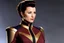 Placeholder: Kira Nerys for the first time, your attention is immediately drawn to her uniform, emblazoned with the emblem of the Bajoran Militia. The black fabric is crisp and clean, accentuating the lean, muscular lines of her body. The gold trimmings that adorn the collar, cuffs, and pockets give the uniform a sense of formality and authority.