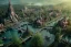 Placeholder: Immersive​ fantasy elven town city in the deep forest with ancient elder tree beautiful nature river 4k full hd