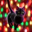 Placeholder: black Cat tangled up in christmas tree lights holiday