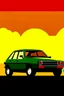 Placeholder: Theme or Concept: Sunrise Car Racing Event in Ethiopia Color Palette: Emphasize the colors of the Ethiopian flag: green, yellow, and red. Additionally, sunrise colors like warm oranges and yellows. Mood or Emotion: Energetic, dynamic, and celebratory Subject and Composition: Custom cars, including Fiat 131 and Fiat 128 One of the cars is jumping, adding excitement to the scene Style Preferences: Dynamic and action-oriented, with attention to car details and customizations Elements and Detai