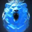 Placeholder: A beautiful portrait of a cyborg lion blue color scheme, high key lighting, volumetric light high details psychedelic background