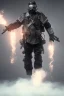 Placeholder: All Black Russian soldier, wearing high tech mask, white smoke, dark, rage, sorrow, high definition, ultra 8 k, volumetric lighting, blue fire, fog