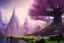 Placeholder: Immersive​ fantasy elven town city in the deep forest with ancient elder tree beautiful blossom nature river 4k full hd