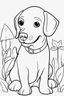 Placeholder: coloring page for kids, dog, thick outline, low details, no shading, no color