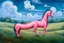 Placeholder: strange Big pink plastic horse.19th painting