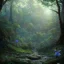 Placeholder: blue ridge mountains environment, fairy novel character, portrait, vibrant colors in the style of athletic african princess, circle shaped format with floral boarder, colorful volumetric reflective lighting effects, beautiful spirit ultra detailed, Intricate concept character design is walking through the dark forest woods