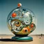 Placeholder: enhanced surrealism, pneumatic lottery ball machine that looks like a glass snail shell, absurd, by Desmond Morris and Joan Miro, mind-bending abstract surreal image, surrealist glass structure, impossible machine