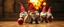Placeholder: gnomes bowling, motion blur, strike, crushing explosion