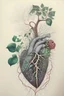 Placeholder: Drawing of a realistic heart where veins connect with creeper plant branches and flowers by salvador dali