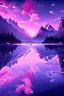 Placeholder: A huge clear river reflects the sky, there are distant trees, behind them are huge high mountains, their peaks are covered with snow, and the companions are pink in color, the appearance looks charming and beautiful