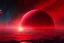 Placeholder: red exoplanet in the horizon, stars, stream, clouds, fantasy, sci-fi, hd.