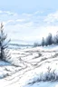 Placeholder: winterlandschaft in der es schneibt gezeichnet