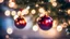 Placeholder: Christmas balls on the tree, side lighting, blurred background