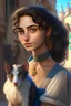 Placeholder: modern disney style female Israeli, highly detailed, with a pet