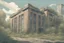 Placeholder: police station, overgrown, post-apocalyptic, comic book, city background