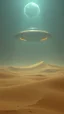 Placeholder: realistic photo of a landscape covered in sands that looks futuristic with futuristic lighting , spaceship, Bruegel painting style
