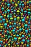 Placeholder: a field of 1000s of cartoonish, anatomically correct, skulls, vivid RANDOM BRIGHT neon colors, dark comedy, well lit, high detail, photorealistic, horrorcore, fun, scary, none featured, each a different color or hue,