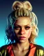 Placeholder: portrait, Shakira, blonde artist, angry, Realistic image, MMA robe, hoodie, mma gloves, loose long hair, eyes, makeup, gold line make up, moisture, sweat, fog, goddess, Neon colors, leds. Black background, photo studio, concept art, smooth, unreal engine 5, god lights, ray tracing, RTX, lumen lighting, ultra detail, volumetric lighting, 3d, finely drawn, high definition, 4k.