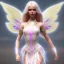 Placeholder: beautiful fairy very etheric, nice smiling, long blond hair, magic glamour pink make up, delicate colors, complete vision of very transparent and big wings, beautiful glamour transparent dress, ultra sharp focus, 8k, unreal engine 5, extremely sharp detail, light effect, soft light atmosphere, smooth, full of details, face in front, complete vision of face and hair and of the body