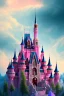 Placeholder: luminous pink castle, sky blue, 8k