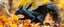 Placeholder: portrait of a shiny squirrel black dragon in autumn, breathing smoke
