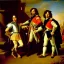 Placeholder: oil on canvas portrait of The Three Musketeers and d'artagnan with armor by Jacques-Louis David 8k