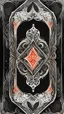 Placeholder: create a full color, ink wash and watercolor, ornate abstract expressionist arabesque style bordered symmetric playing card template on a black background