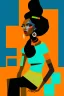 Placeholder: whimsical arafed nonsense stylized abstract portrait of a woman with dark bob hair, seated with arms crossed, (((exaggerated body parts))), (((oversize head))), in vibrant orange dress and black accents around wrists, background is blend of bold beige and drab patchwork vibe, cyan tints, rainy whimsical afternoon, sharp color contrasts, amazing shadows, minimal cozy, color leak, heavily distorted views, amazing parallels