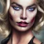 Placeholder: margot robbie, highly realistic, make up joker