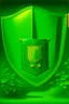 Placeholder: A neon green defensive shield painted by Henri Rousseau