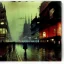 Placeholder: Corner building Metropolis ,dark colours, watercolor, by john atkinson Grimshaw, detailed painting,matte painting, alphonse mucha, greg rutkowski,dynamic light