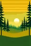 Placeholder: Flat illustration for with field in background and pine trees on the side nothing in the center