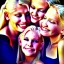 Placeholder: photo, four pretty blondes hugging and kissing